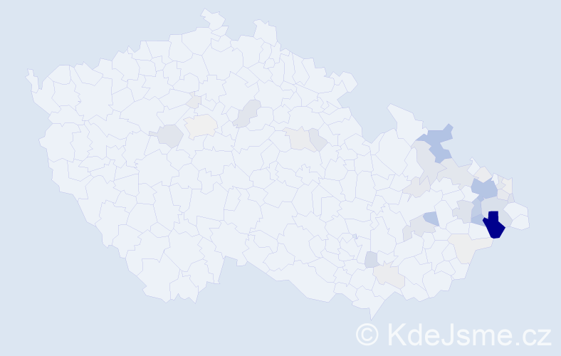 Příjmení: 'Pavlisková', počet výskytů 148 v celé ČR