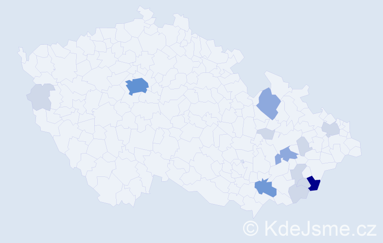 Příjmení: 'Zimáčková', počet výskytů 39 v celé ČR