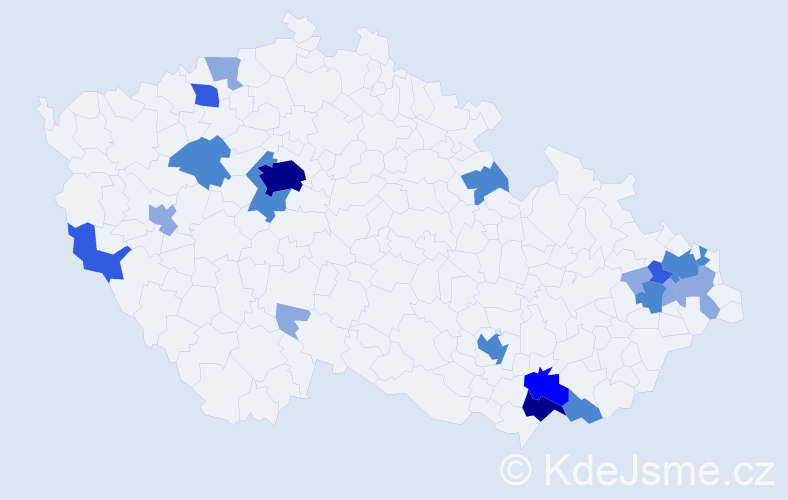 Příjmení: 'Stanček', počet výskytů 46 v celé ČR