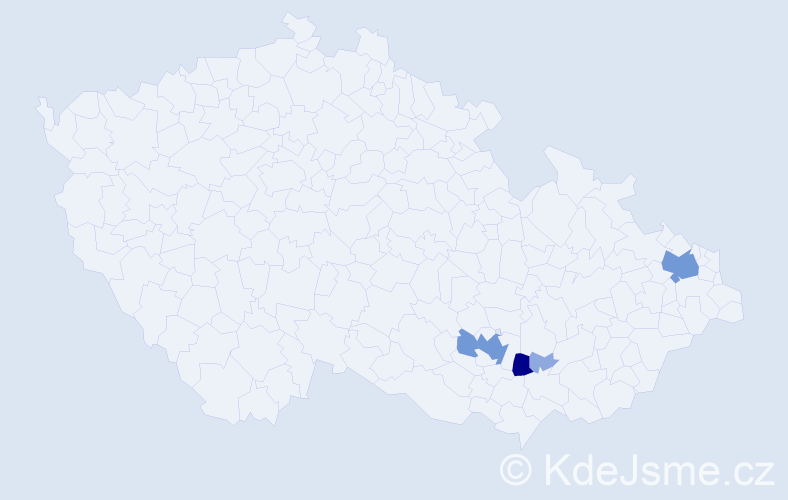 Příjmení: 'Kunderka', počet výskytů 13 v celé ČR