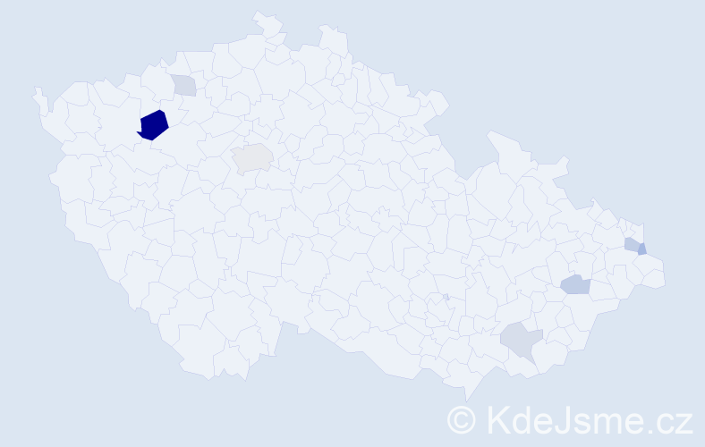 Příjmení: 'Salakvarda', počet výskytů 13 v celé ČR