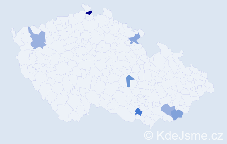 Příjmení: 'Psotná', počet výskytů 13 v celé ČR