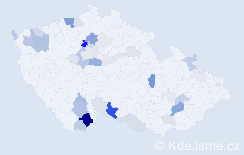 Příjmení: 'Kulhan', počet výskytů 114 v celé ČR