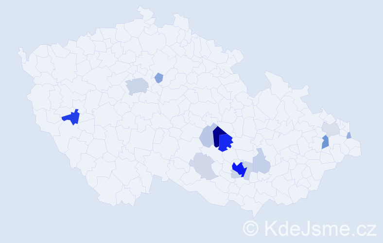 Příjmení: 'Zábršová', počet výskytů 68 v celé ČR