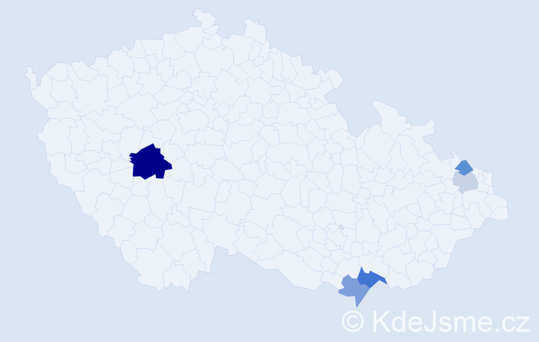 Příjmení: 'Tisarová', počet výskytů 9 v celé ČR