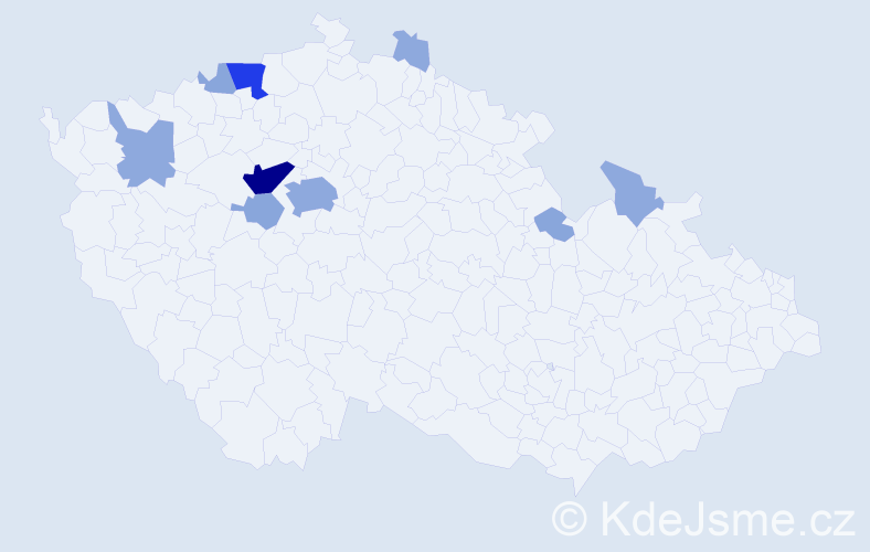 Příjmení: 'Botová', počet výskytů 25 v celé ČR