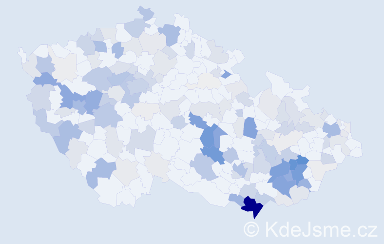 Příjmení: 'Pálková', počet výskytů 707 v celé ČR