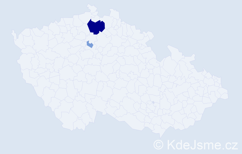 Příjmení: 'Tebrová', počet výskytů 9 v celé ČR