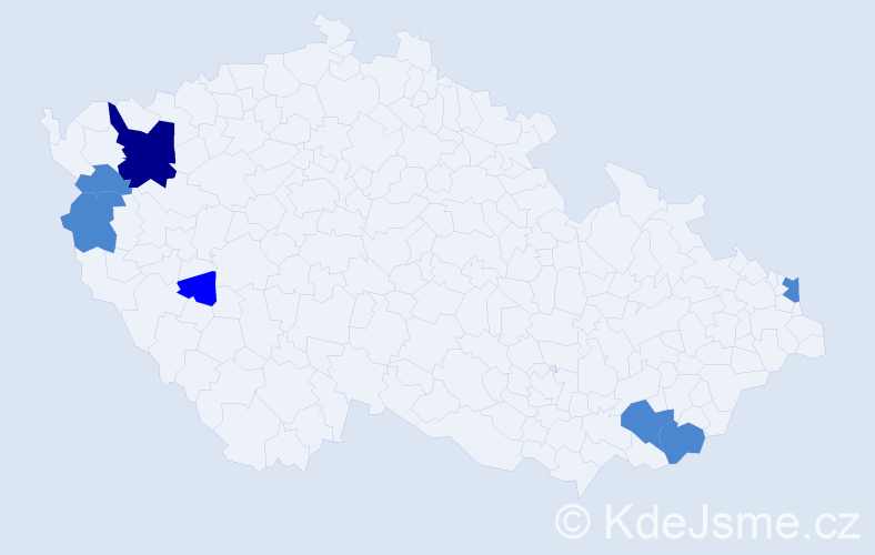 Příjmení: 'Kondel', počet výskytů 10 v celé ČR