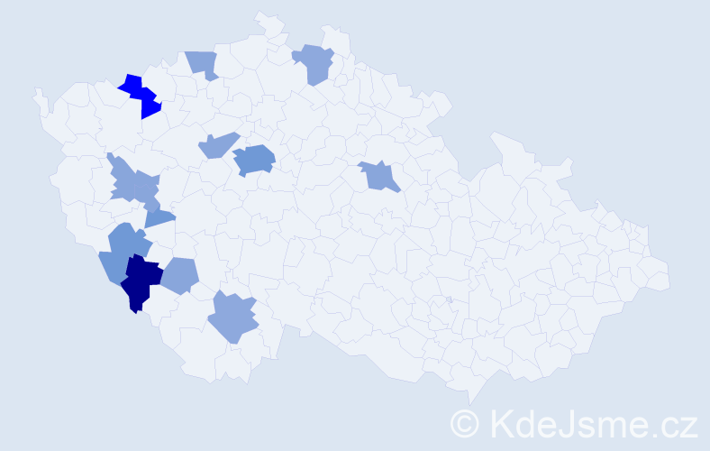 Příjmení: 'Hammerbauer', počet výskytů 39 v celé ČR