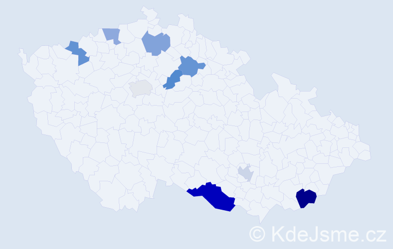 Příjmení: 'Pirová', počet výskytů 14 v celé ČR