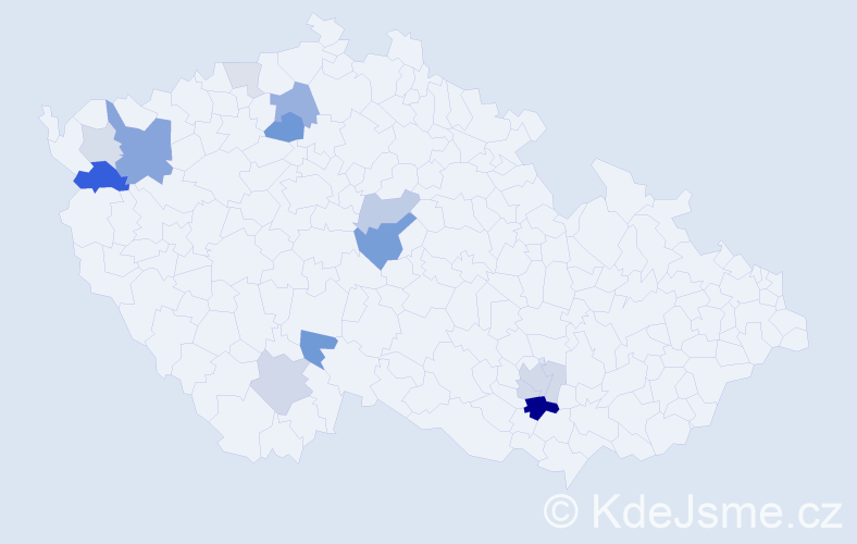 Příjmení: 'Gargula', počet výskytů 40 v celé ČR