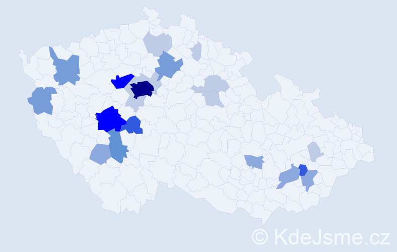 Příjmení: 'Hodoušová', počet výskytů 66 v celé ČR