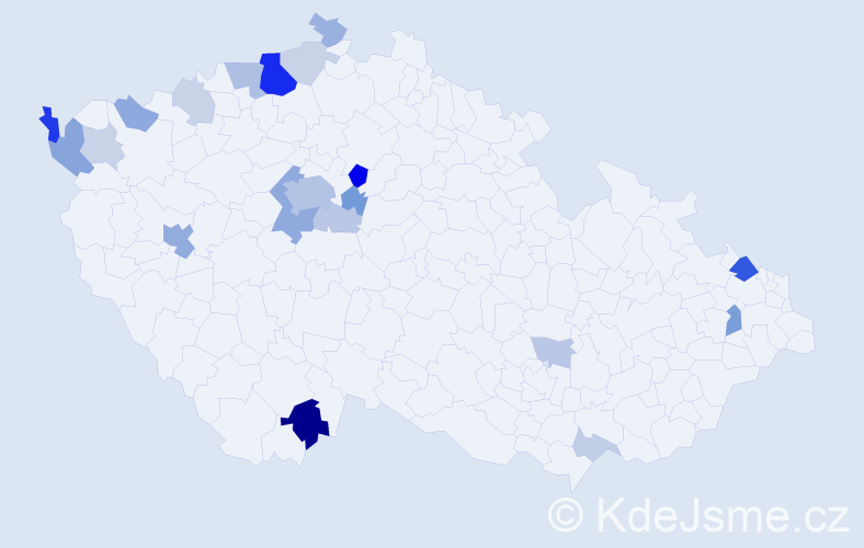 Příjmení: 'Bernhardt', počet výskytů 59 v celé ČR