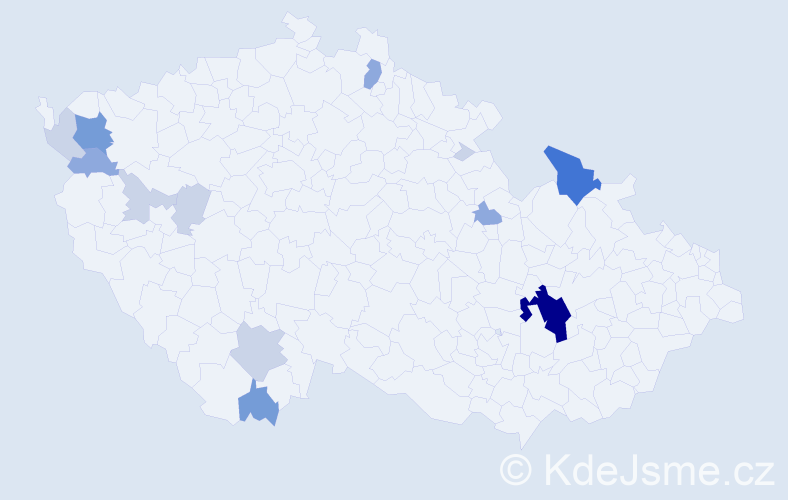 Příjmení: 'Rakáš', počet výskytů 39 v celé ČR