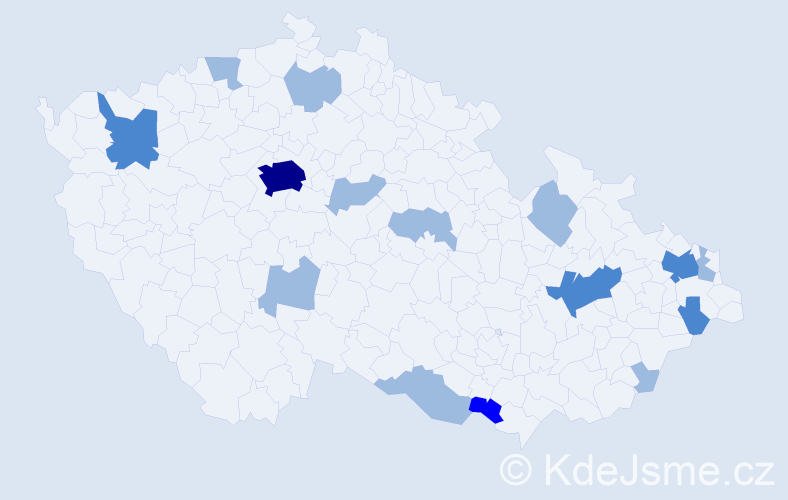 Příjmení: 'Bujnová', počet výskytů 25 v celé ČR