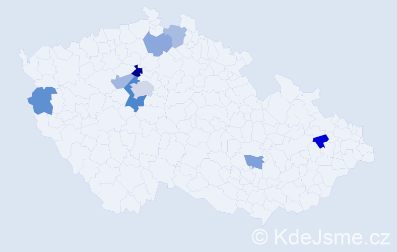 Příjmení: 'Loja', počet výskytů 14 v celé ČR