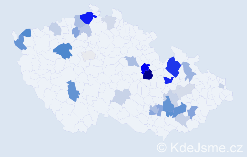 Příjmení: 'Pavlák', počet výskytů 70 v celé ČR