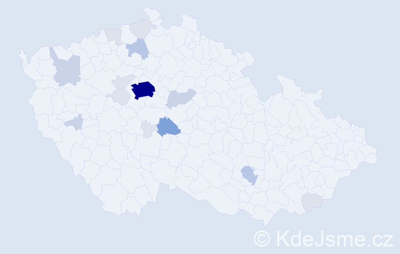 Příjmení: 'Mančal', počet výskytů 54 v celé ČR