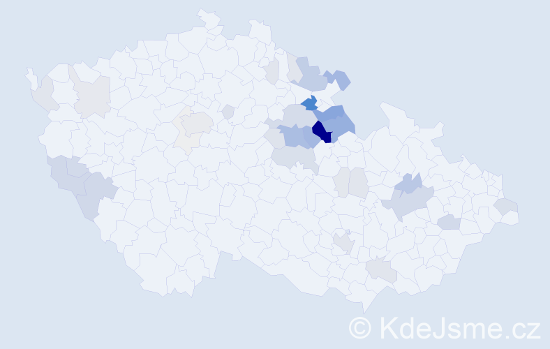 Příjmení: 'Izák', počet výskytů 150 v celé ČR