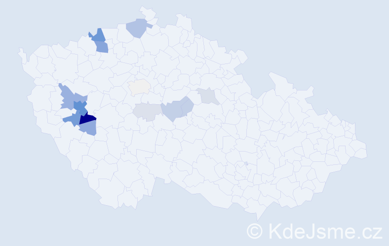 Příjmení: 'Roud', počet výskytů 59 v celé ČR