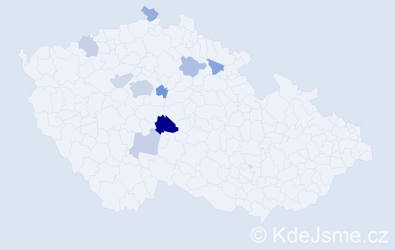 Příjmení: 'Lažanová', počet výskytů 19 v celé ČR