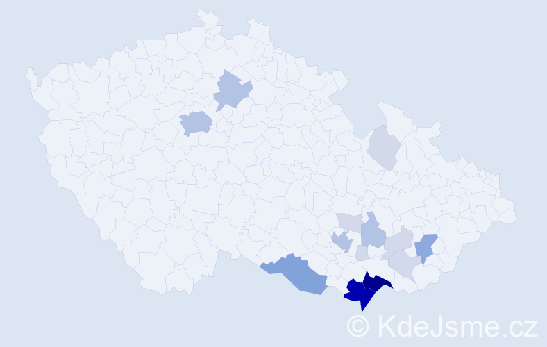 Příjmení: 'Redková', počet výskytů 51 v celé ČR