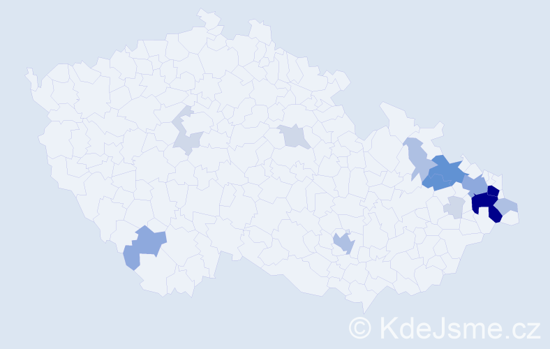 Příjmení: 'Juroš', počet výskytů 57 v celé ČR