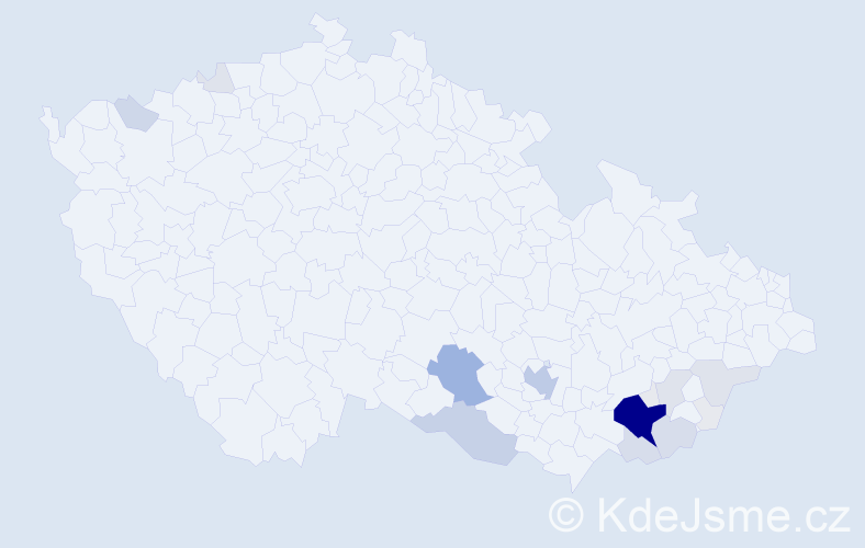 Příjmení: 'Hlůšek', počet výskytů 98 v celé ČR