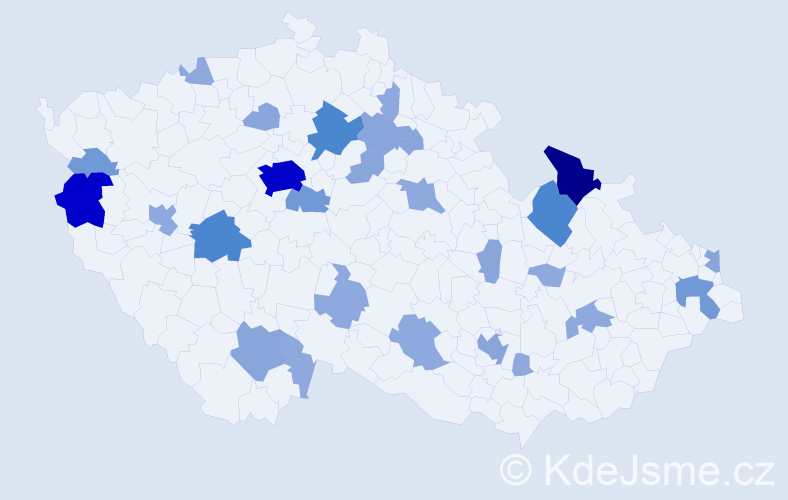 Příjmení: 'Boško', počet výskytů 72 v celé ČR