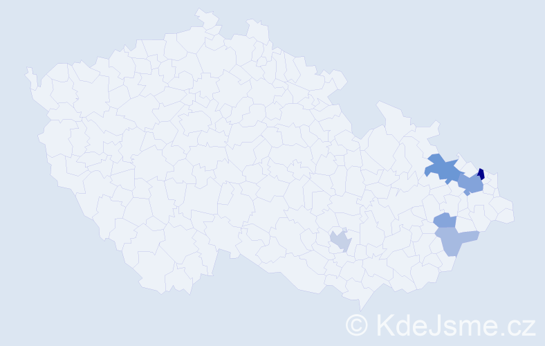 Příjmení: 'Kostruh', počet výskytů 15 v celé ČR