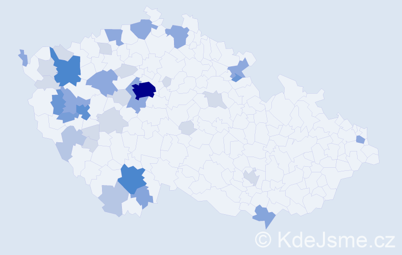 Příjmení: 'Hacker', počet výskytů 109 v celé ČR