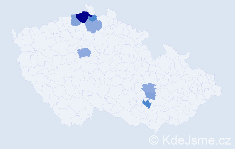 Příjmení: 'Melničák', počet výskytů 23 v celé ČR