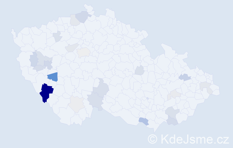 Příjmení: 'Klůsová', počet výskytů 64 v celé ČR