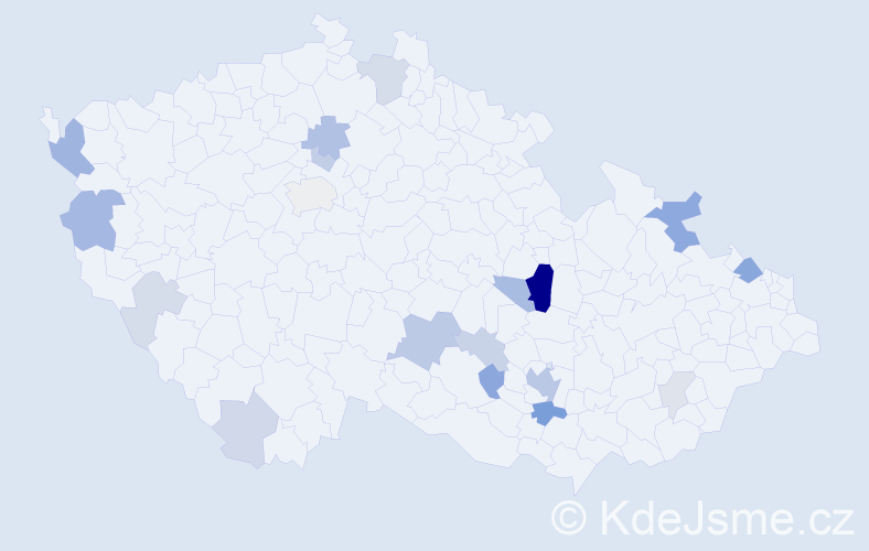 Příjmení: 'Blaška', počet výskytů 50 v celé ČR