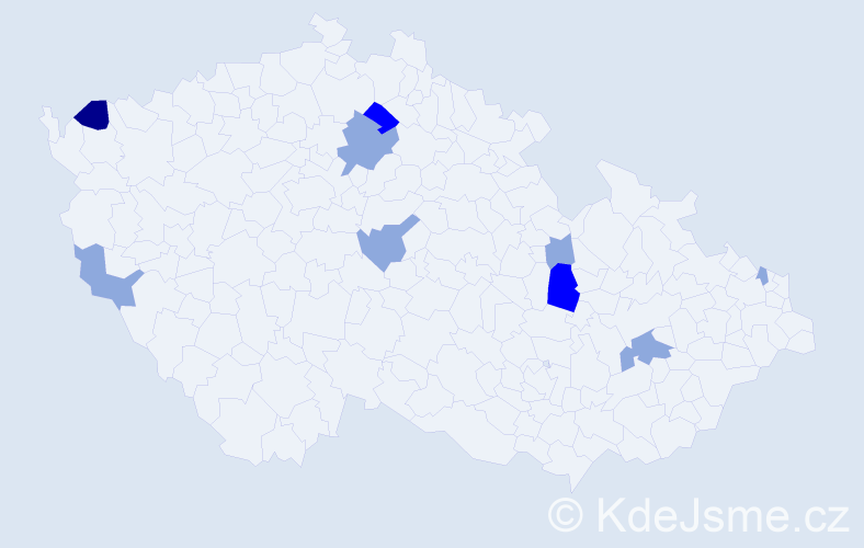 Příjmení: 'Satlerová', počet výskytů 19 v celé ČR