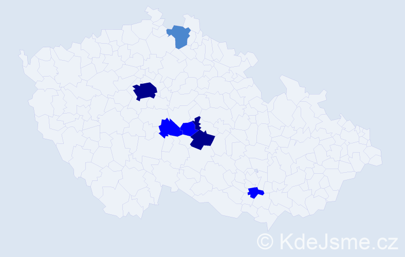 Příjmení: 'Domšová', počet výskytů 13 v celé ČR