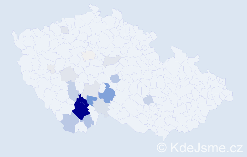 Příjmení: 'Kočer', počet výskytů 75 v celé ČR