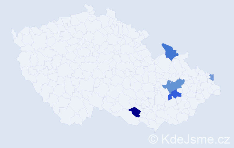 Příjmení: 'Rendárová', počet výskytů 7 v celé ČR