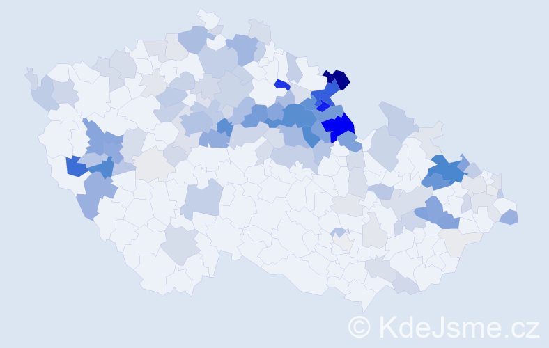 Příjmení: 'Beková', počet výskytů 519 v celé ČR