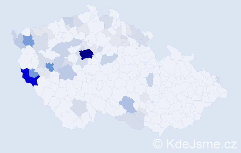 Příjmení: 'Pejsar', počet výskytů 183 v celé ČR