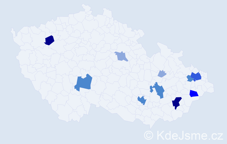 Příjmení: 'Czinege', počet výskytů 27 v celé ČR