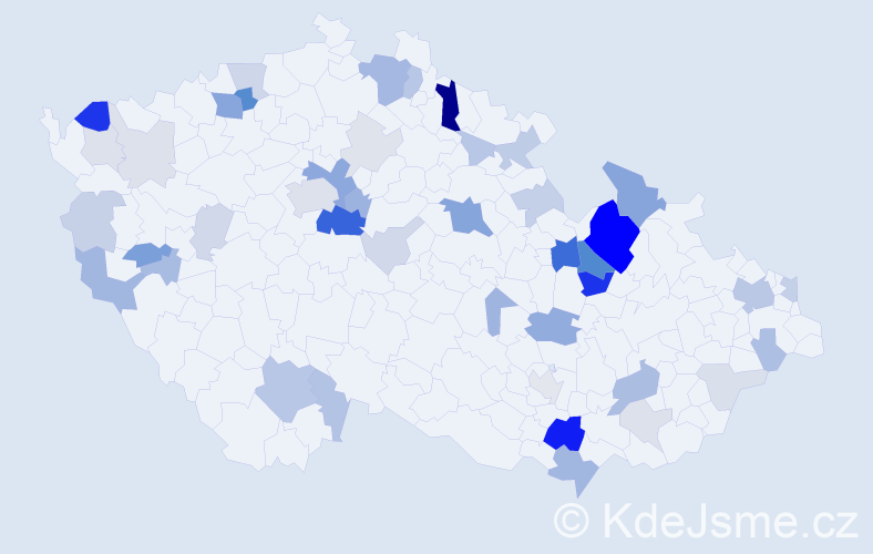 Příjmení: 'Hauk', počet výskytů 144 v celé ČR