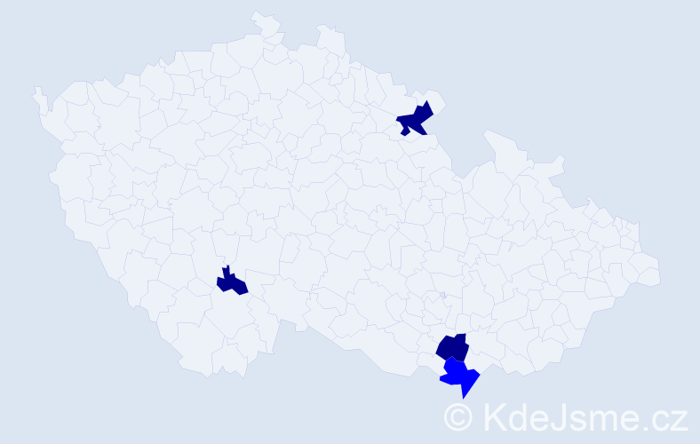 Příjmení: 'Cögerová', počet výskytů 7 v celé ČR