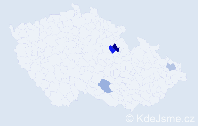 Příjmení: 'Mondočko', počet výskytů 6 v celé ČR