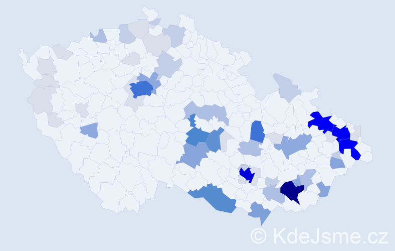 Příjmení: 'Soška', počet výskytů 236 v celé ČR
