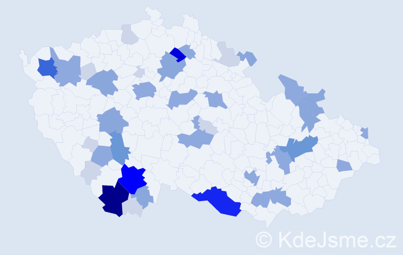 Příjmení: 'Kortišová', počet výskytů 124 v celé ČR