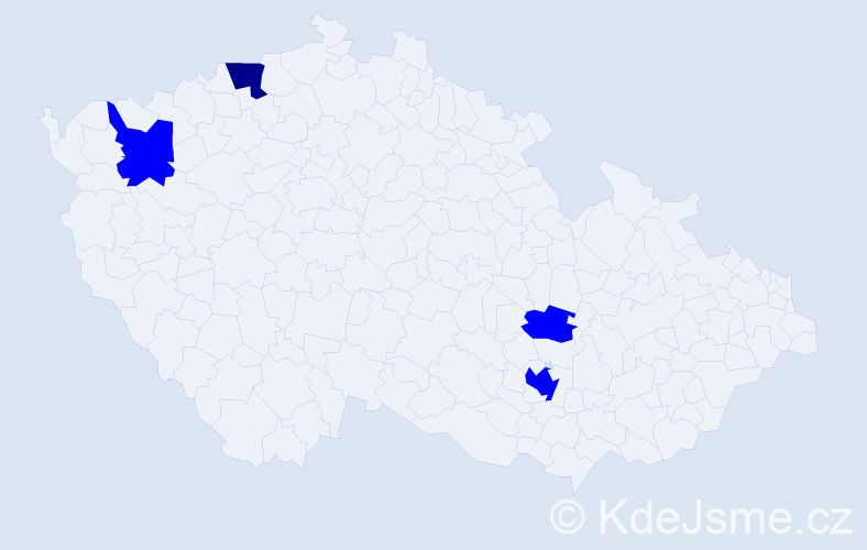 Příjmení: 'Ruseva', počet výskytů 5 v celé ČR