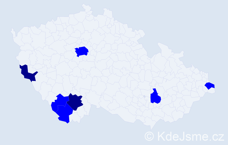 Příjmení: 'Dzurendová', počet výskytů 9 v celé ČR