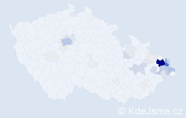 Příjmení: 'Přeček', počet výskytů 232 v celé ČR